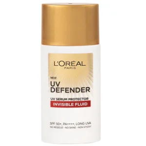 Kem chống nắng nâng tông L’Oréal UV Defender Invisible Fluid SPF50+ PA++++ kết cấu lỏng nhẹ, không nhờn rít và bảo vệ da toàn diện